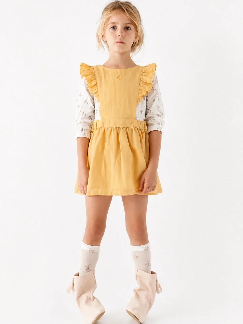 Tocoto Vintage NWT Cotton Linen Pinafore Dress Saffron Photography Girls 8